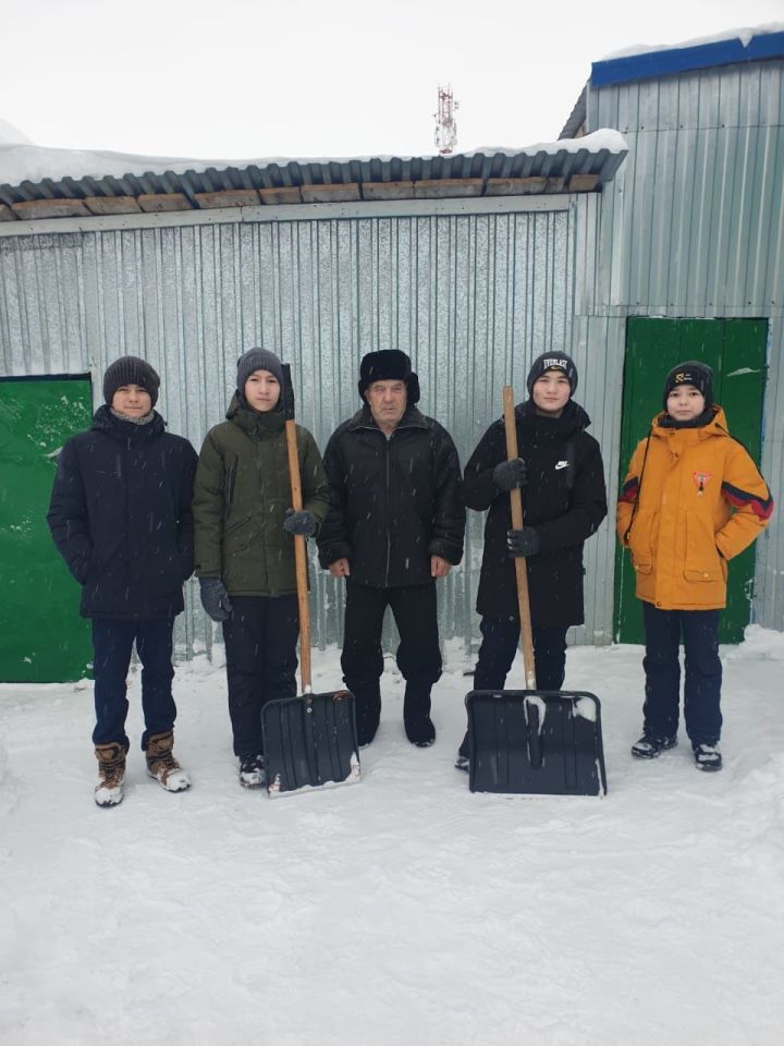 Рыбнослободская молодёжь помогли пенсионерам в расчистке дворов от снега&nbsp;