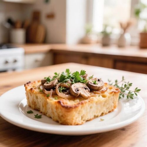 Домашняя картофельная запеканка с луком и шампиньонами