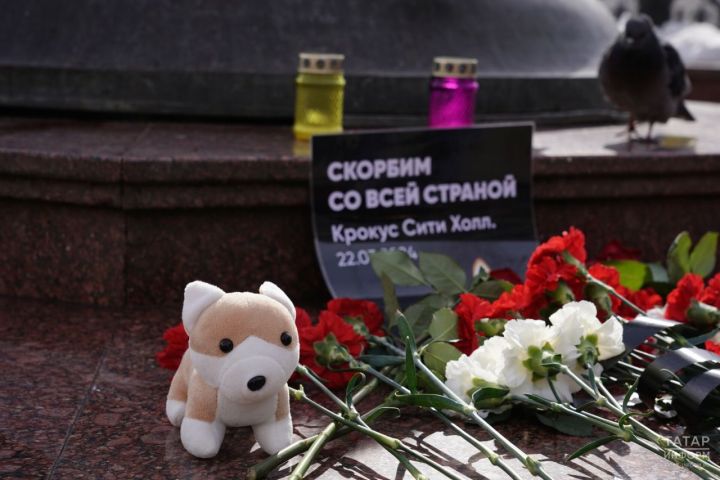 Татарстанцы несут цветы и игрушки к мемориалу погибшим в «Крокус Сити Холле»