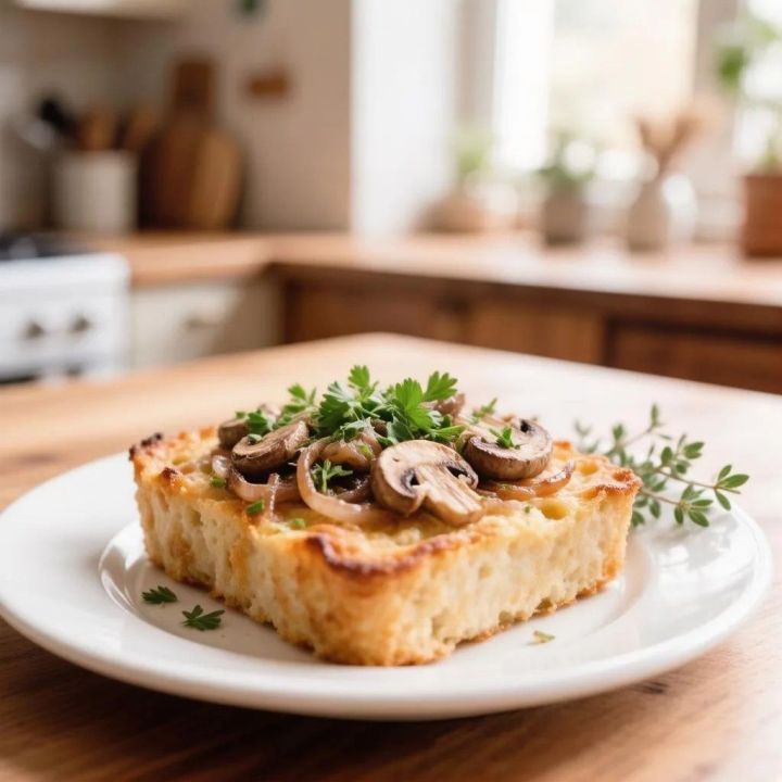 Домашняя картофельная запеканка с луком и шампиньонами